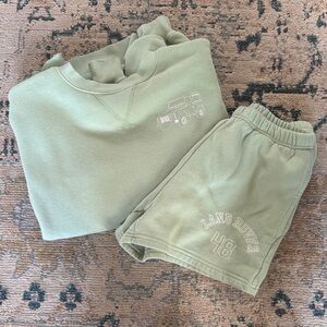 Mint Green Crewneck Sweatshirt & Shorts Set w/Land Rover Graphic